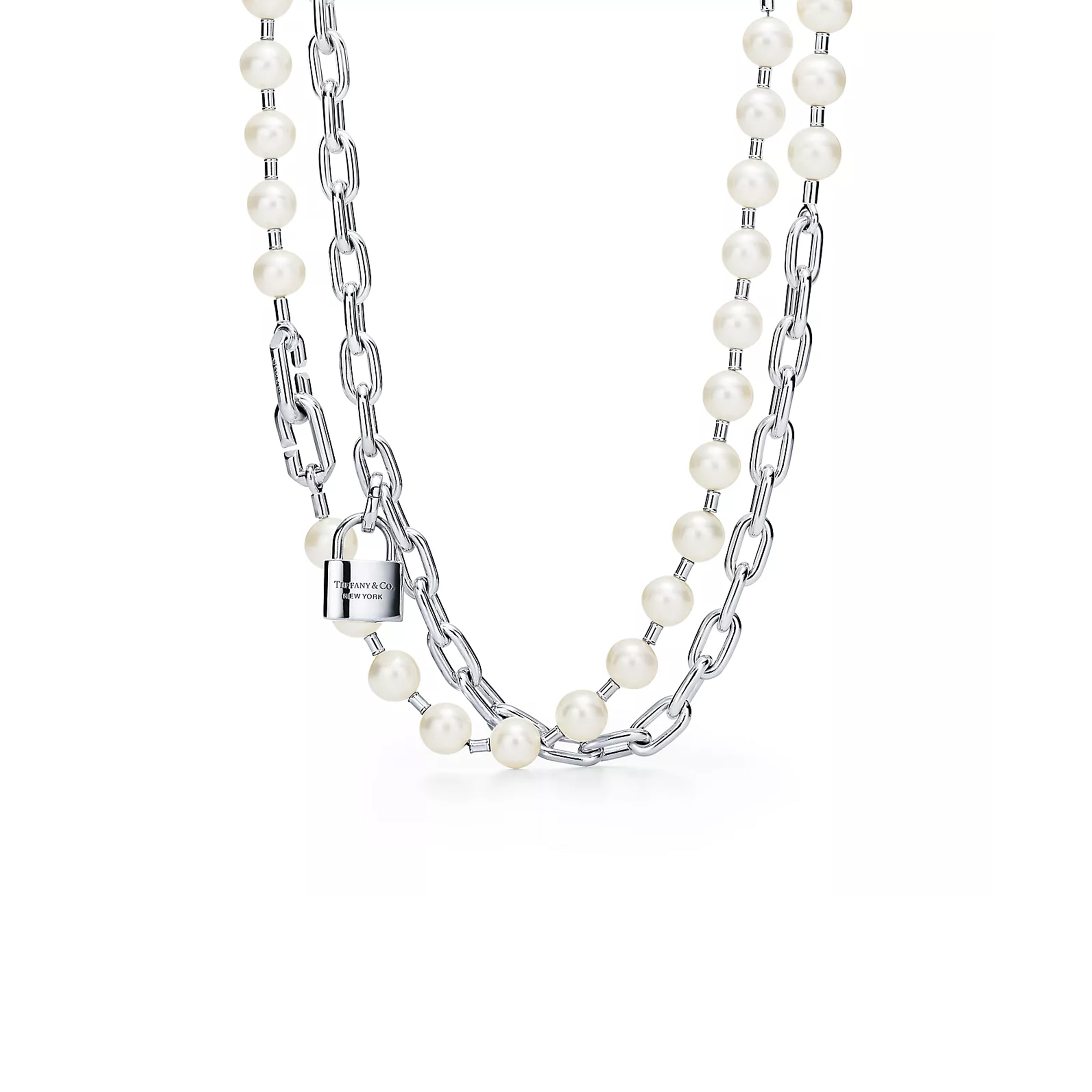 TIFFANY HARDWEAR PEARL LOCK NECKLACE 64047841